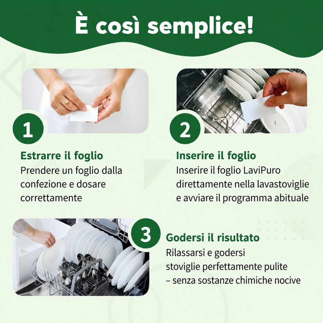 Fogli per lavastoviglie naturali ed ecologici