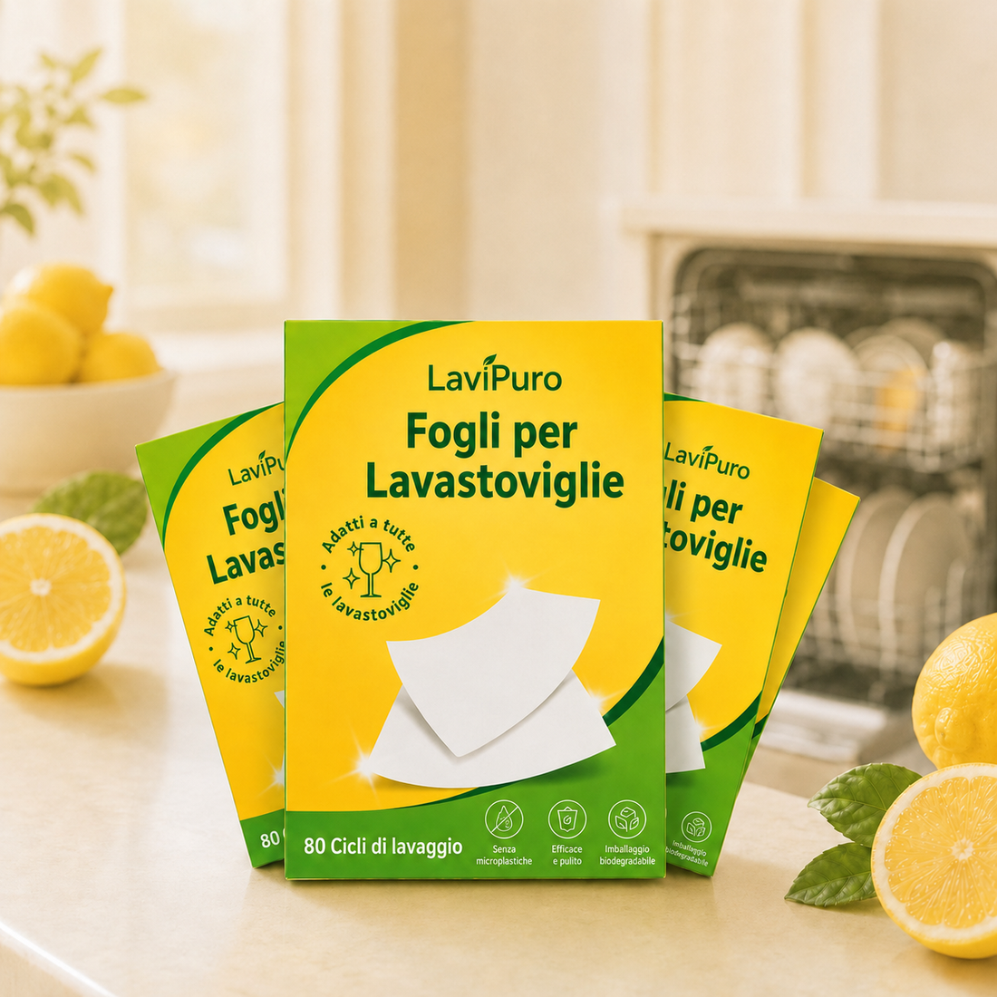 Fogli per lavastoviglie naturali ed ecologici